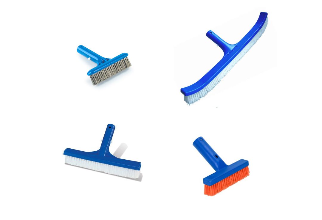 An assortment of pool brushes