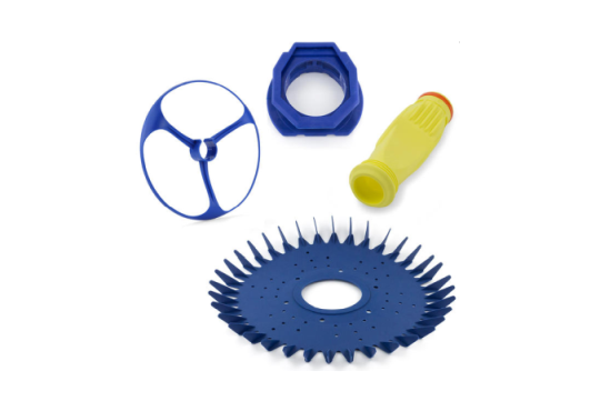 An assortment of pool cleaner parts